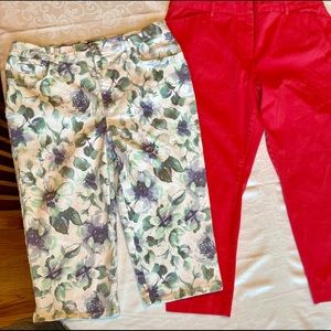 2 pair ladies pants ankle and capri length